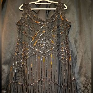 3XL Black fringe dress 1920 flapper dress